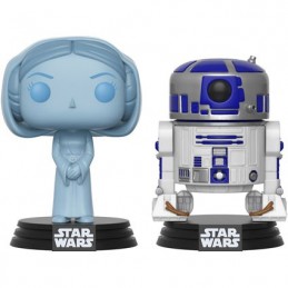 Figurine Funko BOÏTE ENDOMMAGÉE Pop SDCC 2017 Star Wars Holographic Princess Leia & R2-D2 Edition Limitée Boutique Geneve Suisse