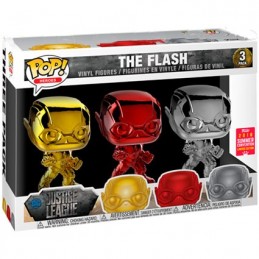 Figurine Funko Pop SDCC 2018 Chrome Justice League The Flash Red Gold Silver 3-Pack Edition Limitée Boutique Geneve Suisse