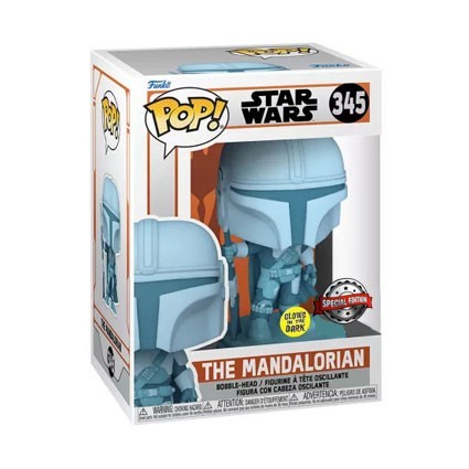 Figur Funko DAMAGED BOX Pop Glow in the Dark Star Wars The Mandalorian Hologram Limited Edition Geneva Store Switzerland