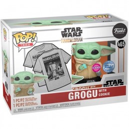 Figurine Funko Pop Floqué et T-shirt Star Wars The Mandalorian Grogu avec Cookie Edition Limitée Boutique Geneve Suisse