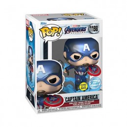 Figur Funko Pop Glow in the Dark Mettalic Captain America with Broken Shield and Mjolnir Limited Edition Geneva Store Switzer...