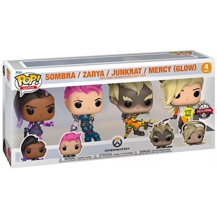 Figur Funko Pop Glow in the Dark Overwatch Sombra Zarya Junkrat and Mercy 4-Pack Limited Edition Geneva Store Switzerland