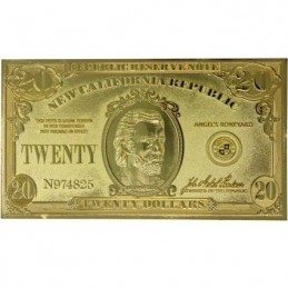 Figurine FaNaTtiK Fallout New Vegas Réplique New California Republik 20 Dollar Bill (plaqué Or) Edition Limitée Boutique Gene...